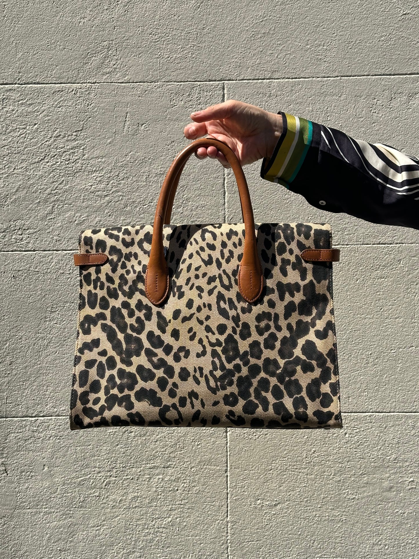 Ralph Lauren Leather Trim Canvas Tote