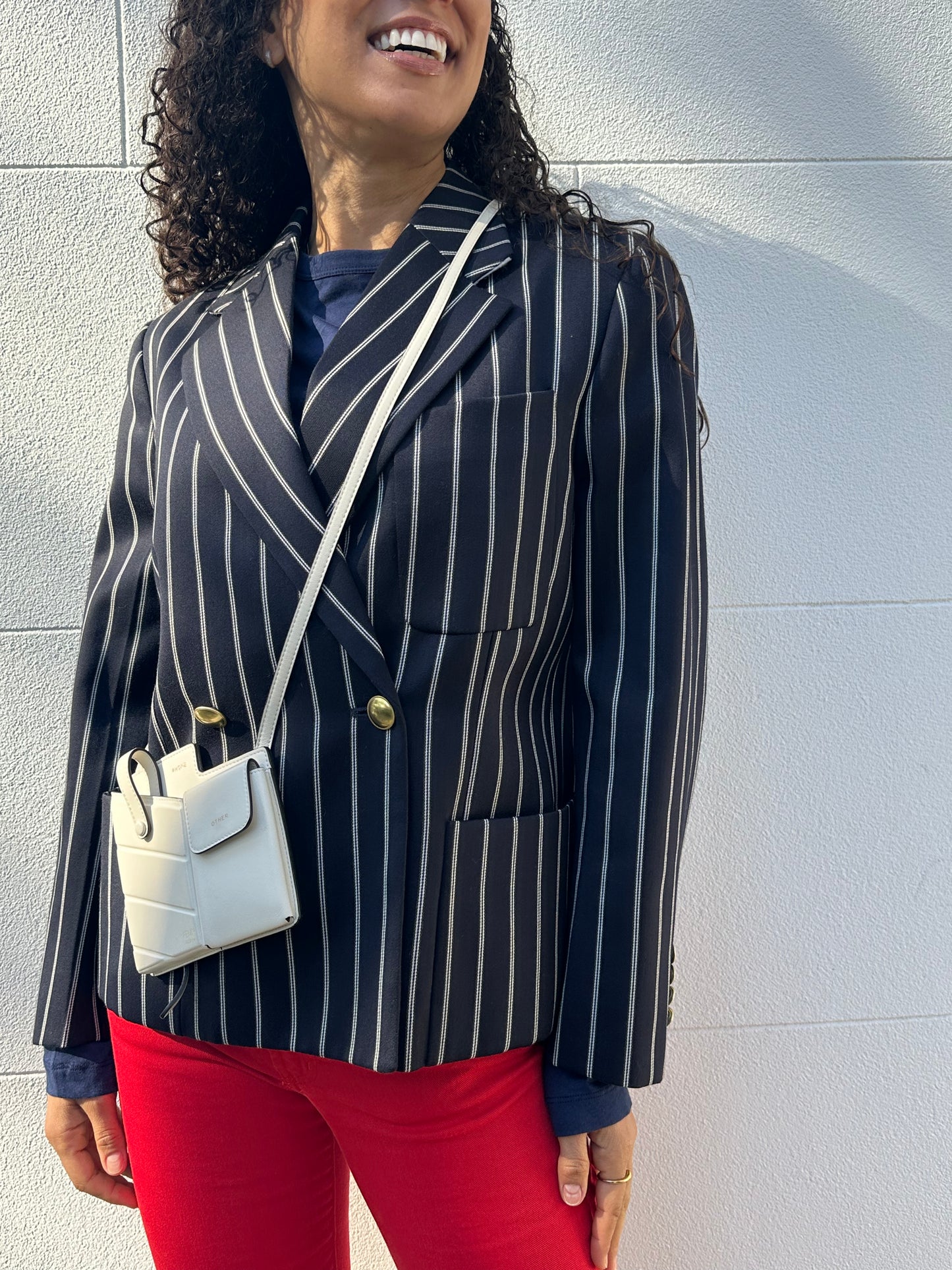 Victoria Beckham Navy Pinstripe Jacket Size 8