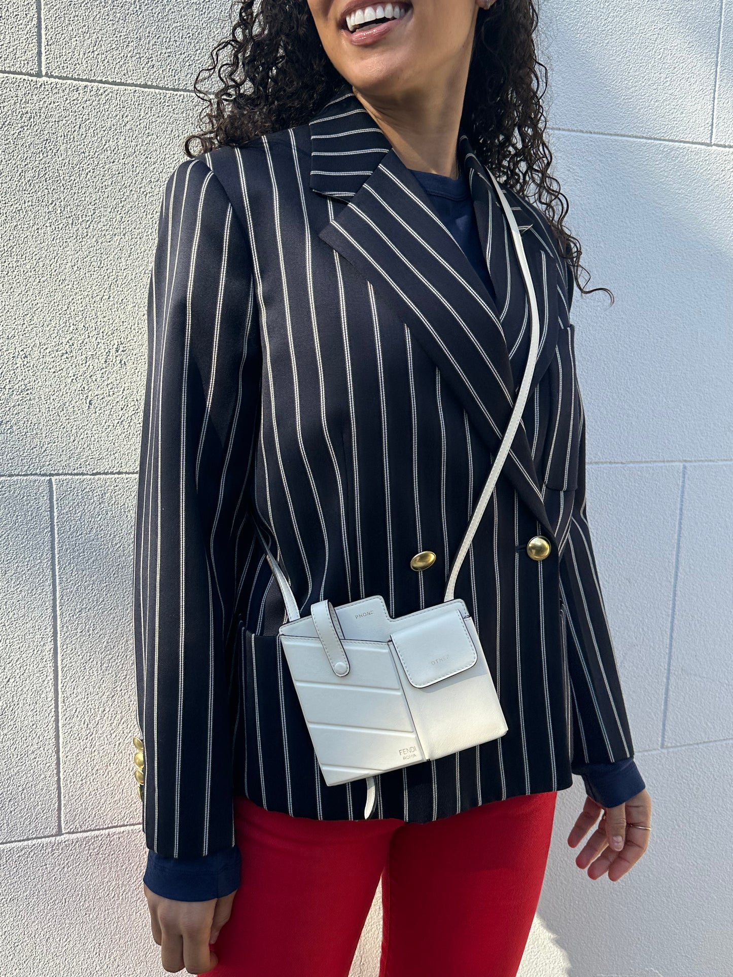 Victoria Beckham Navy Pinstripe Jacket Size 8