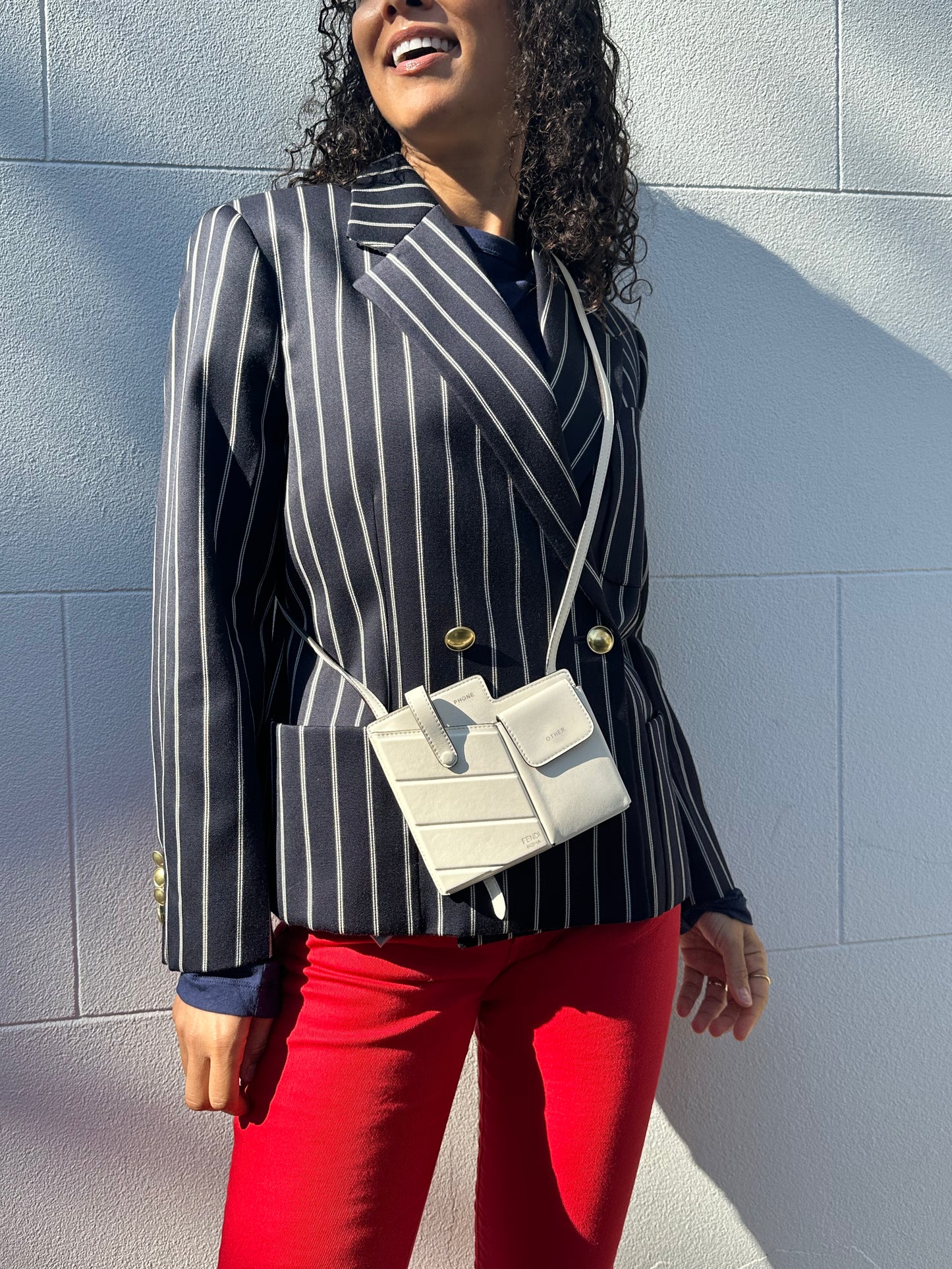 Victoria Beckham Navy Pinstripe Jacket Size 8