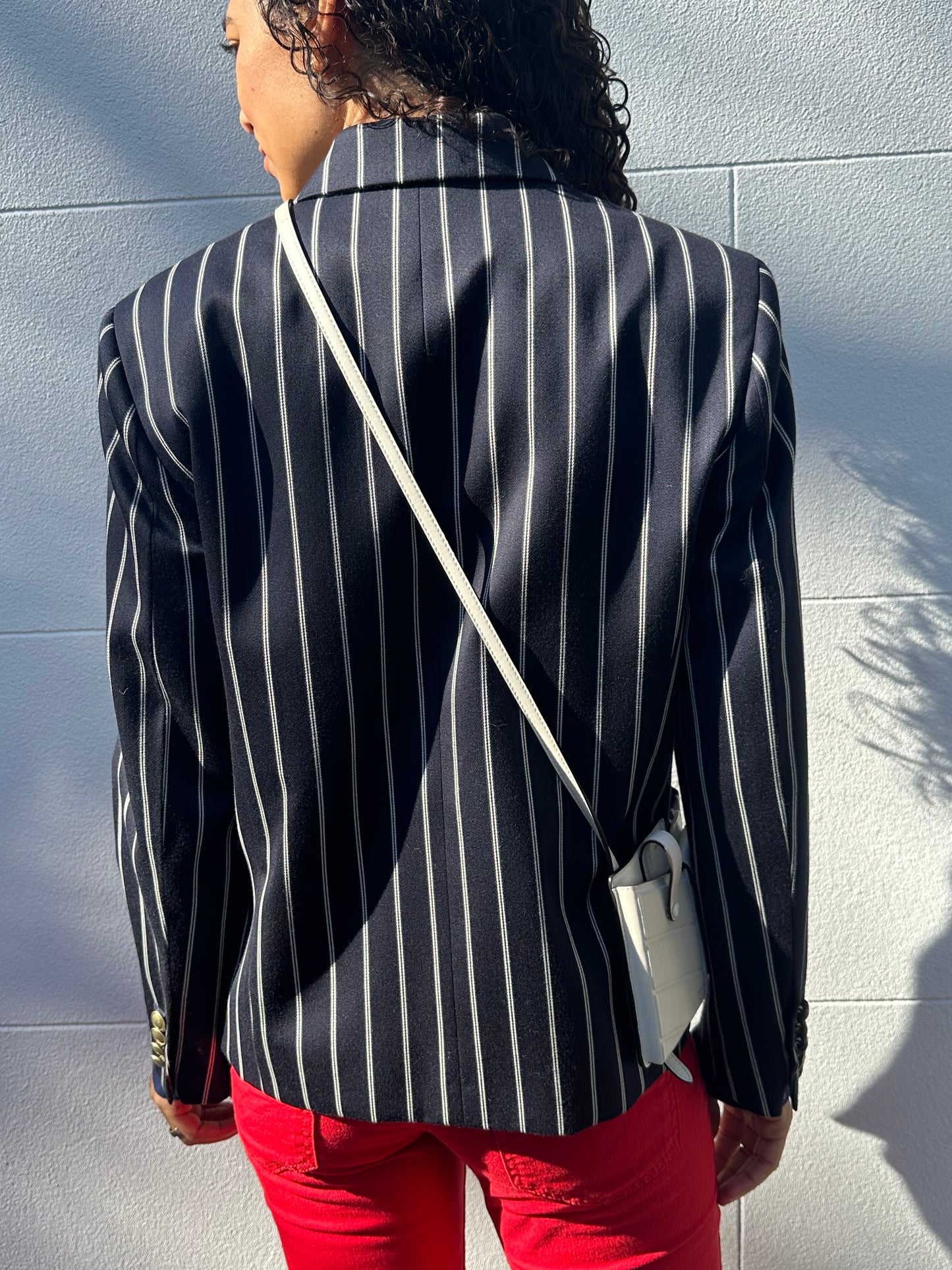 Victoria Beckham Navy Pinstripe Jacket Size 8