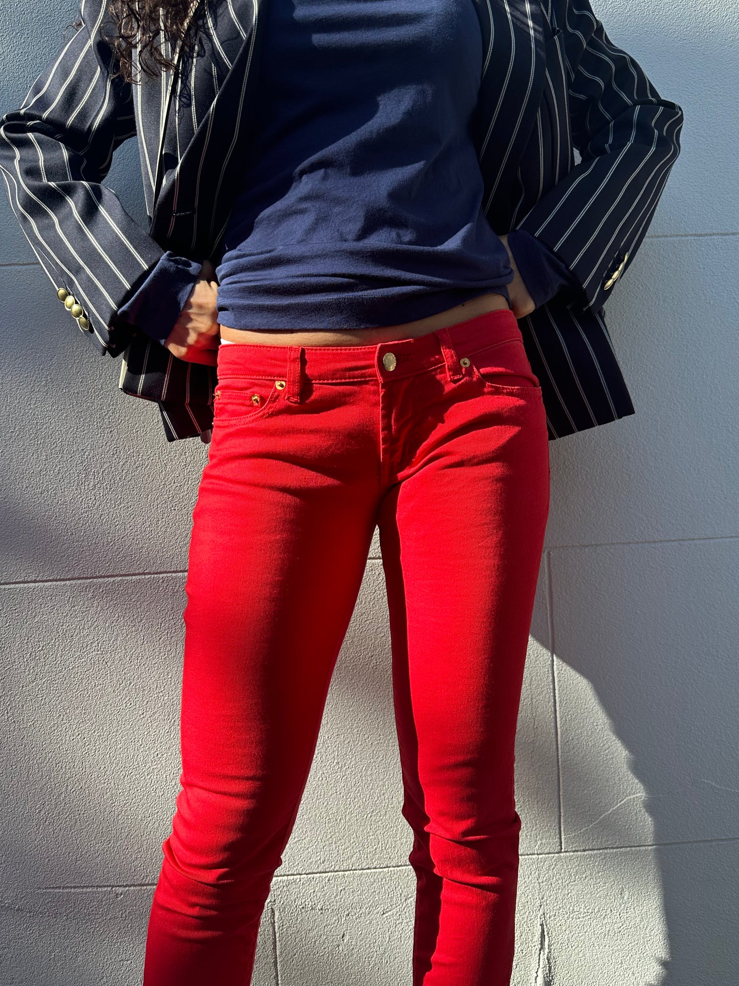 Valentino Red Slim Low-Waisted Jeans Size 26