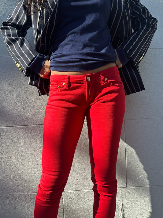 Valentino Red Slim Low-Waisted Jeans Size 26