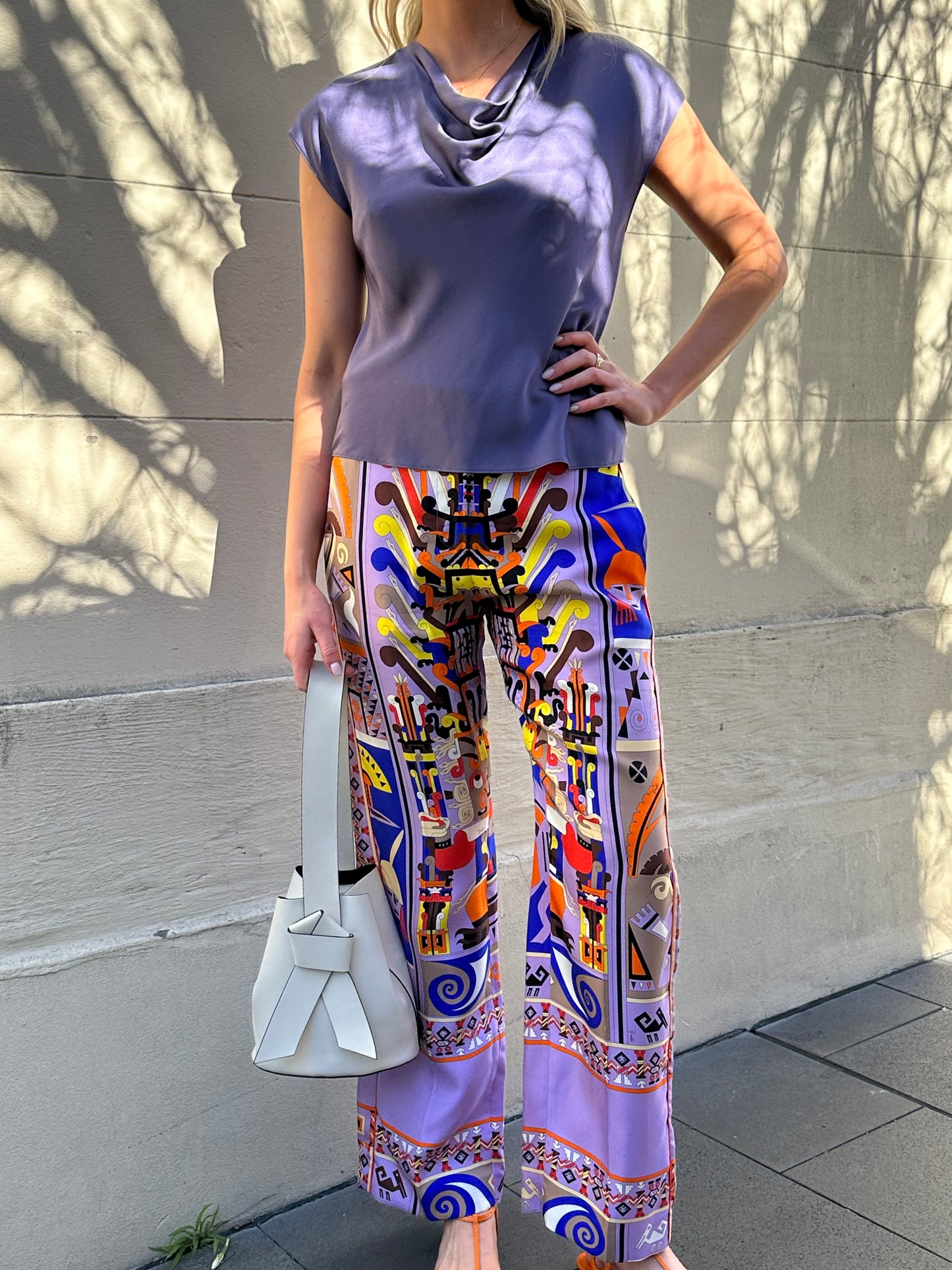 Pucci Lilac Multi Prink Silk Pant Size 42