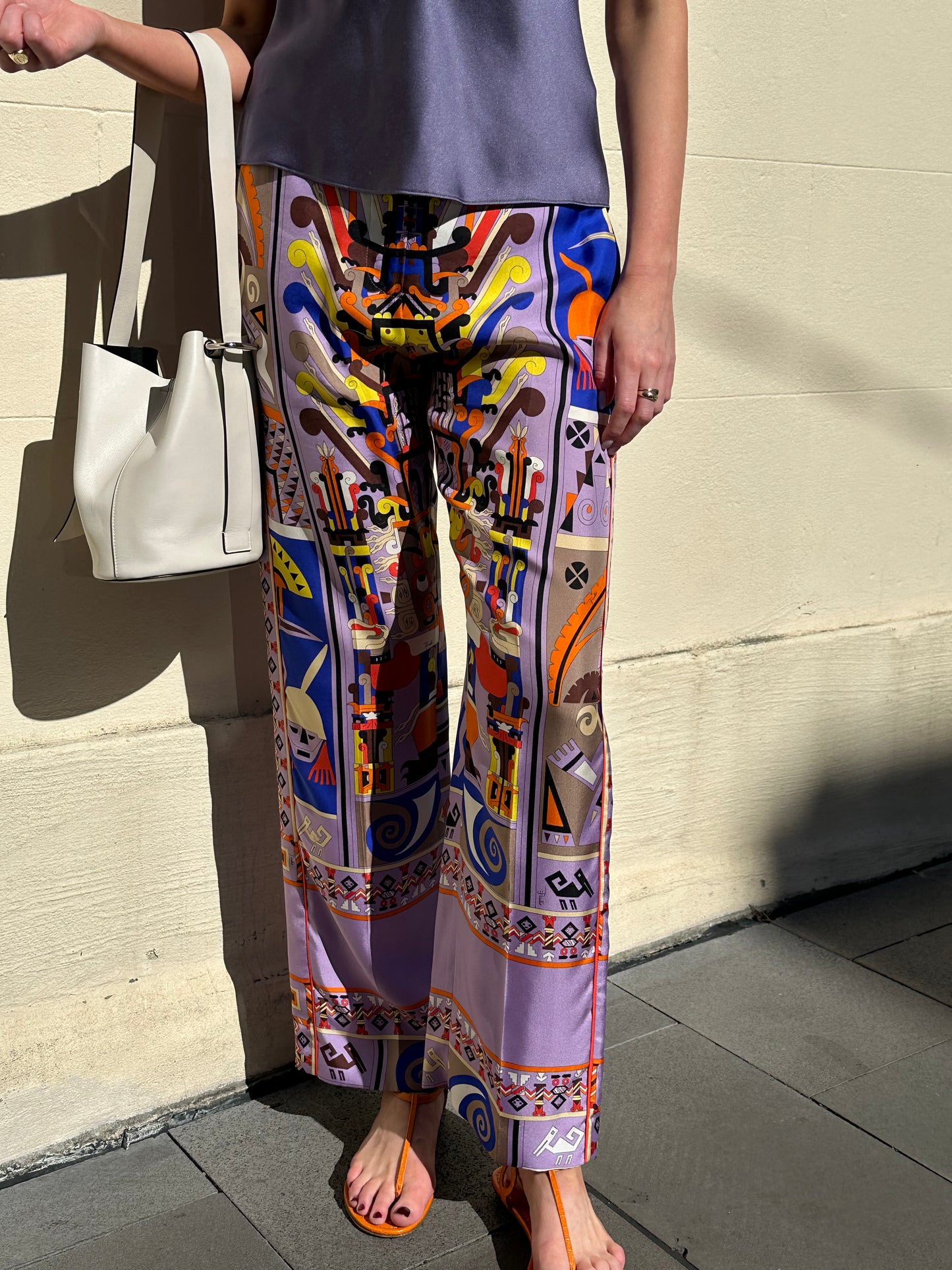 Pucci Lilac Multi Prink Silk Pant Size 42