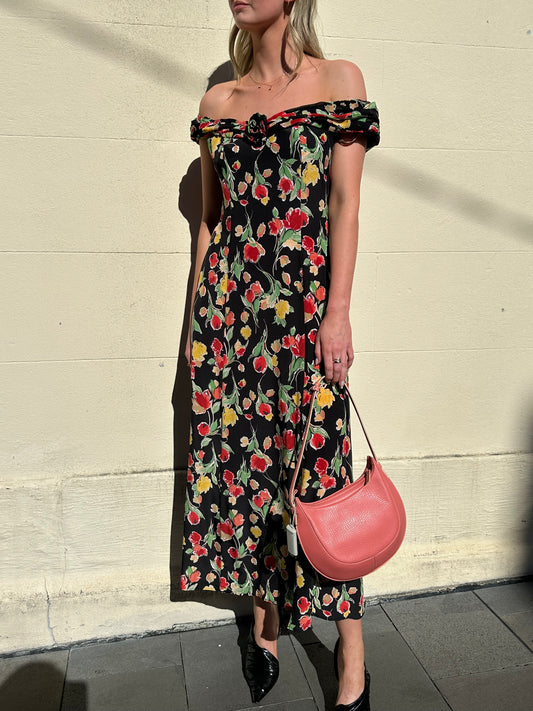 Rixo Red Yellow Floral Dress Size 10