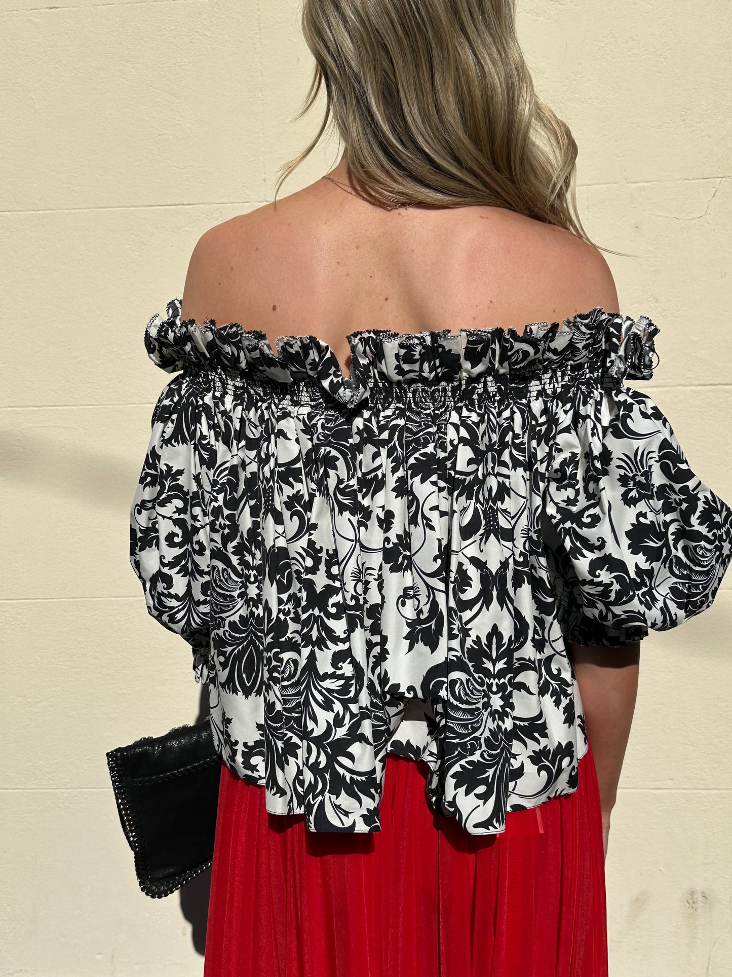 Christian Dior Black Floral Off the Shoulder Top Size 42