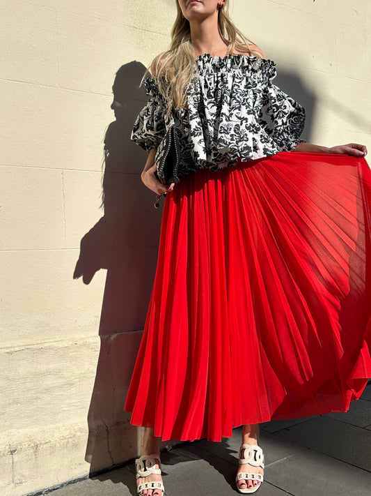 Celine Red Sheer Skirt Size M