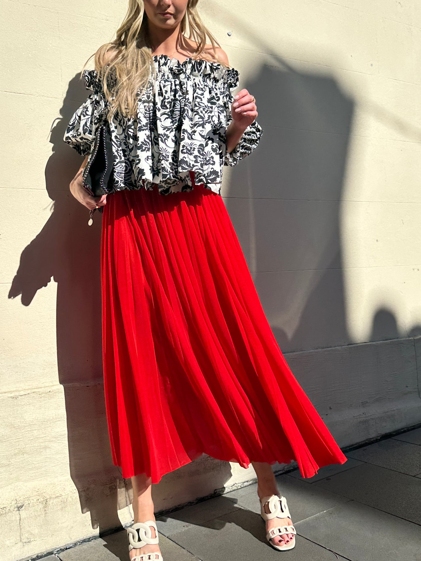 Celine Red Sheer Skirt Size M