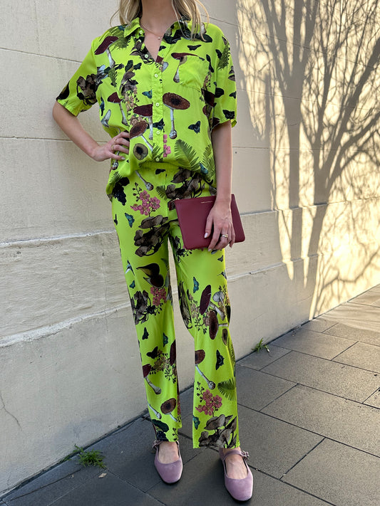 Silk Laundry Lime Print Silk Set Size XS