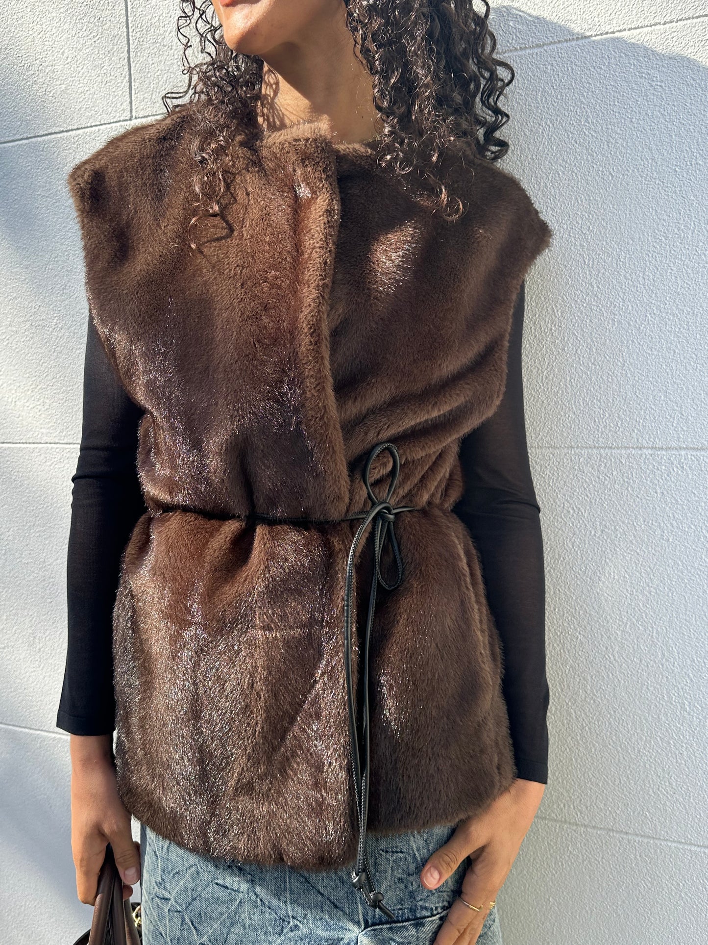 Arket Faux Fur Brown Vest Size M