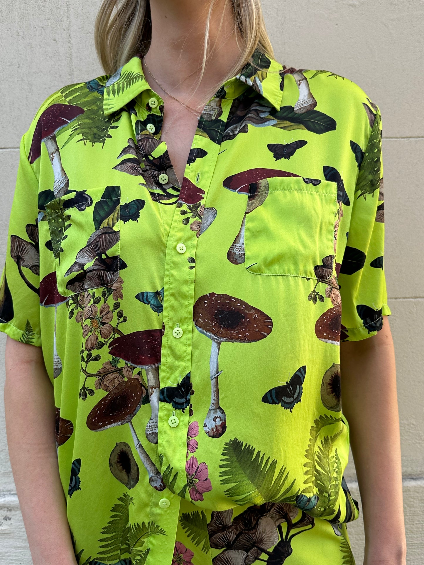 Silk Laundry Lime Print Silk Set Size XS