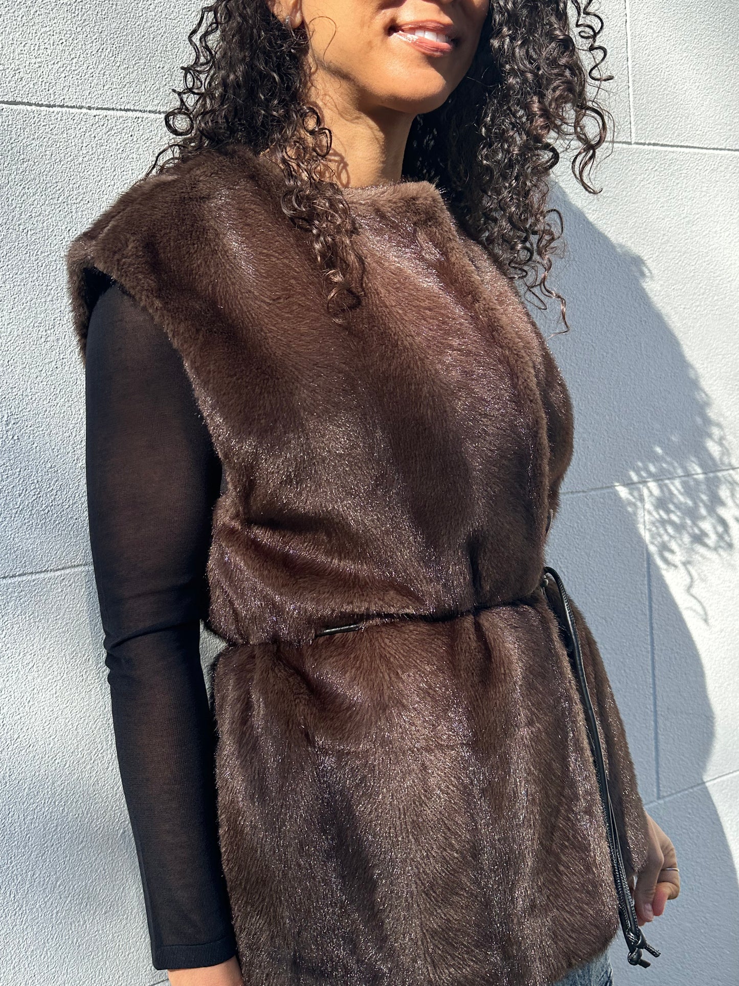 Arket Faux Fur Brown Vest Size M
