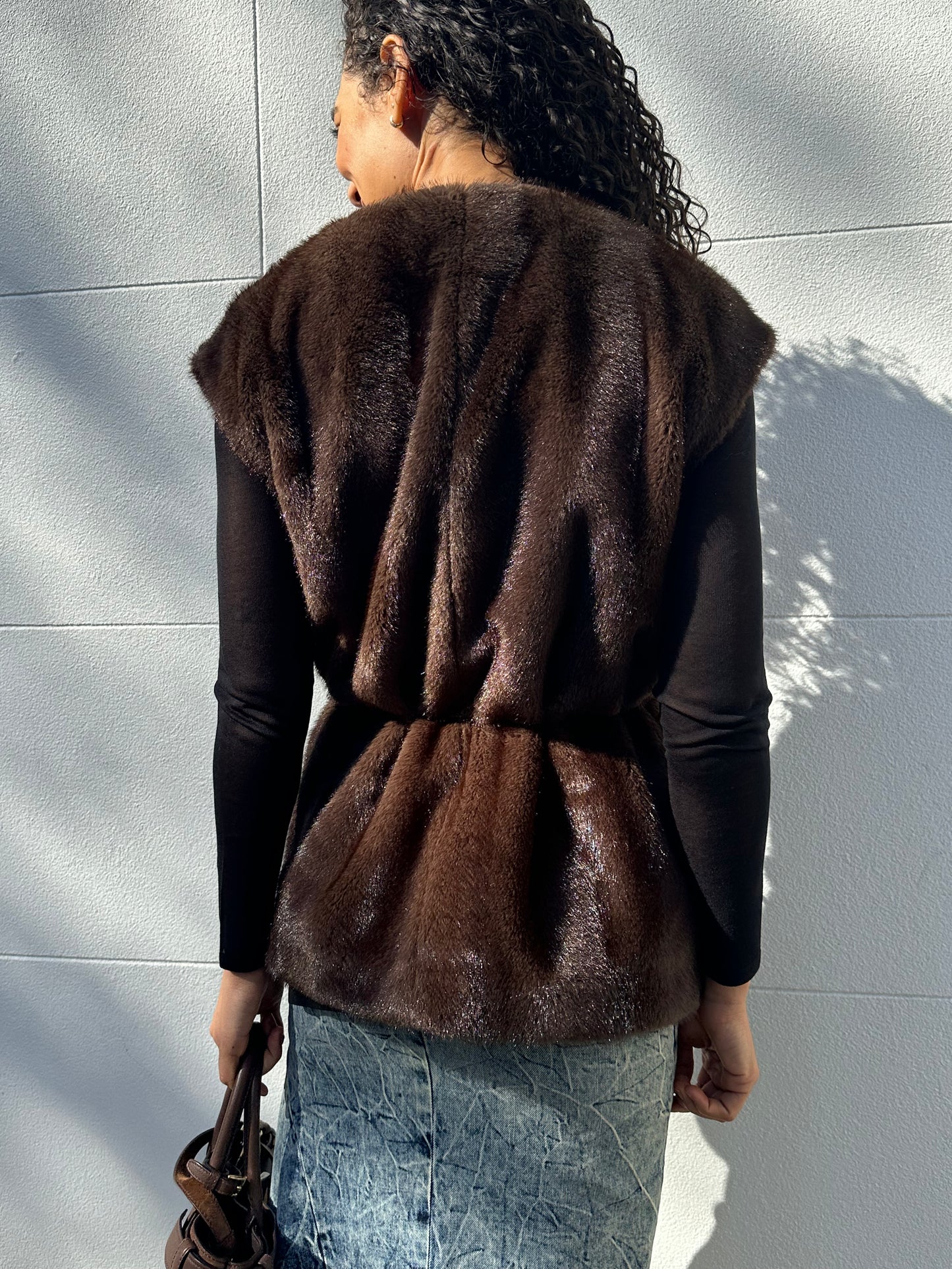 Arket Faux Fur Brown Vest Size M
