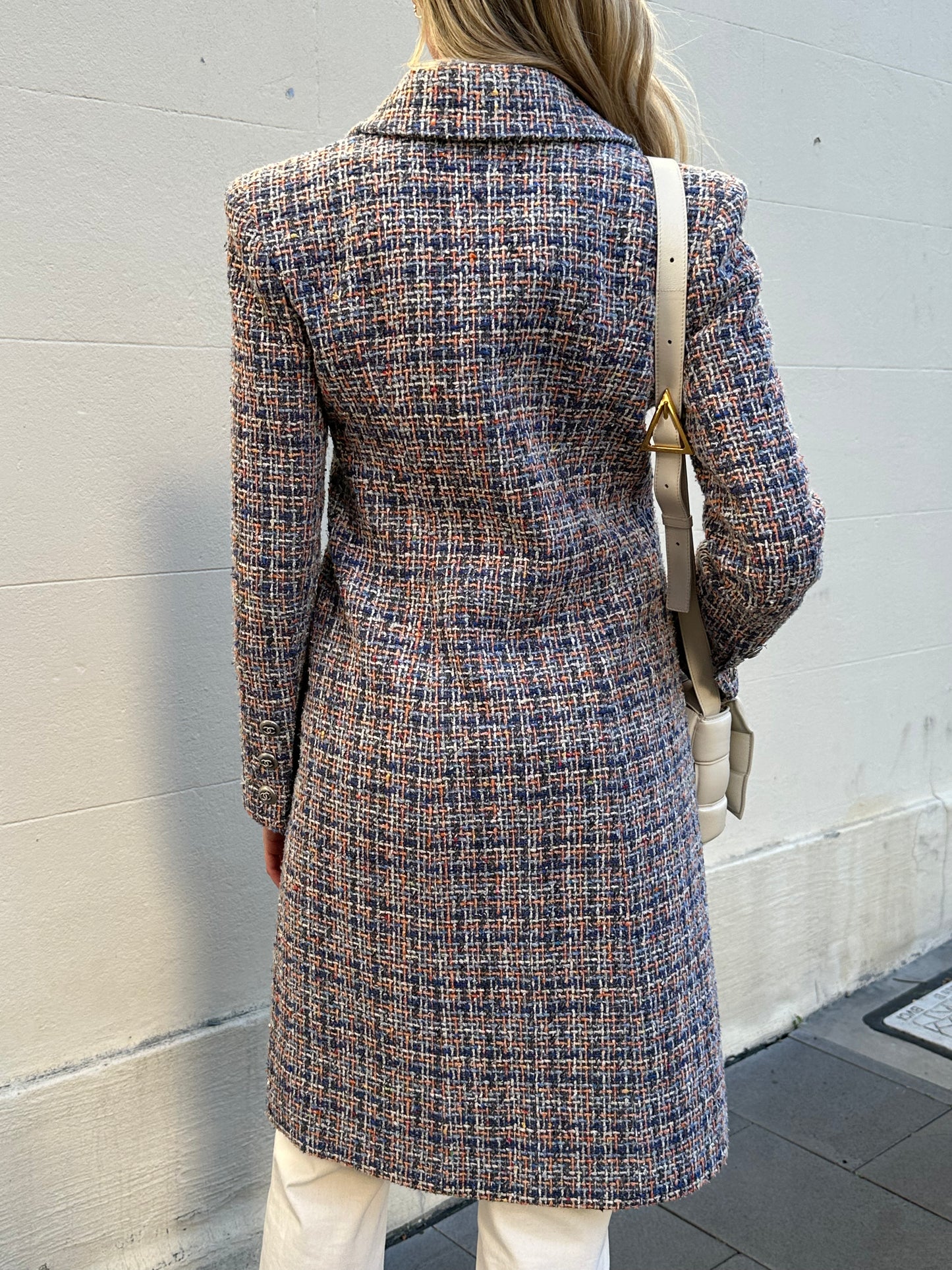 Chanel Blue Tweed Coat Size 36