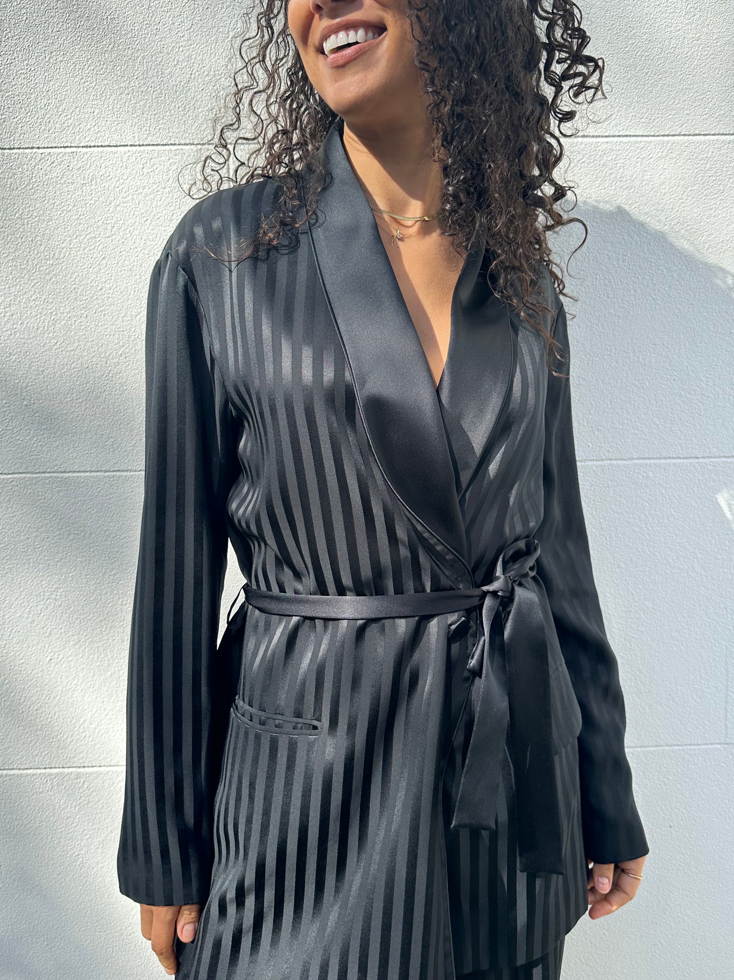 Joseph Black Silk Satin Suit Size 38