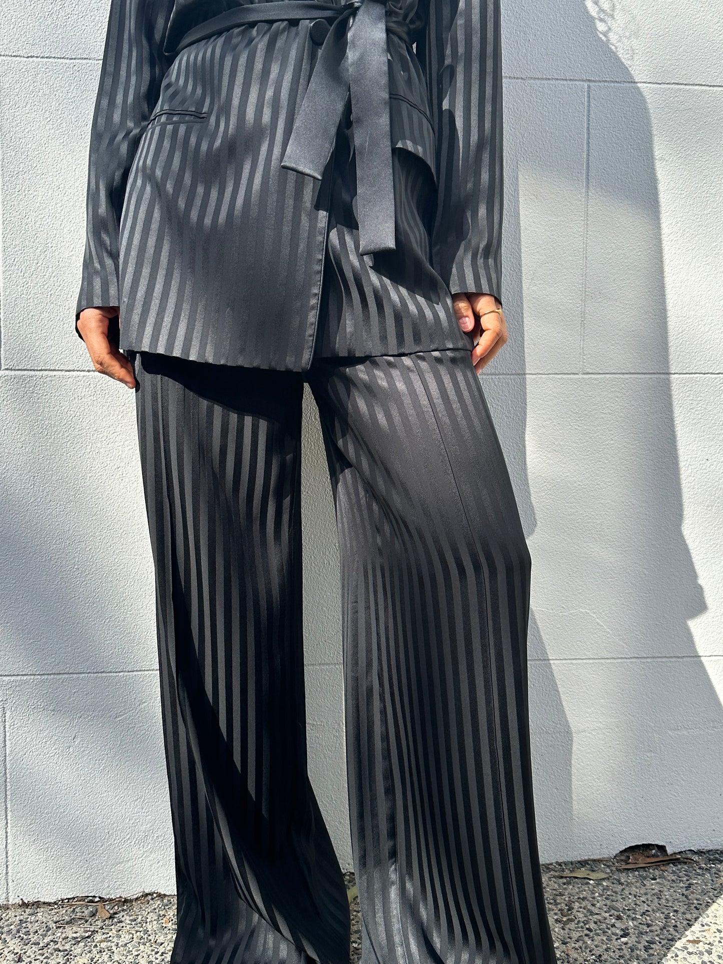 Joseph Black Silk Satin Suit Size 38