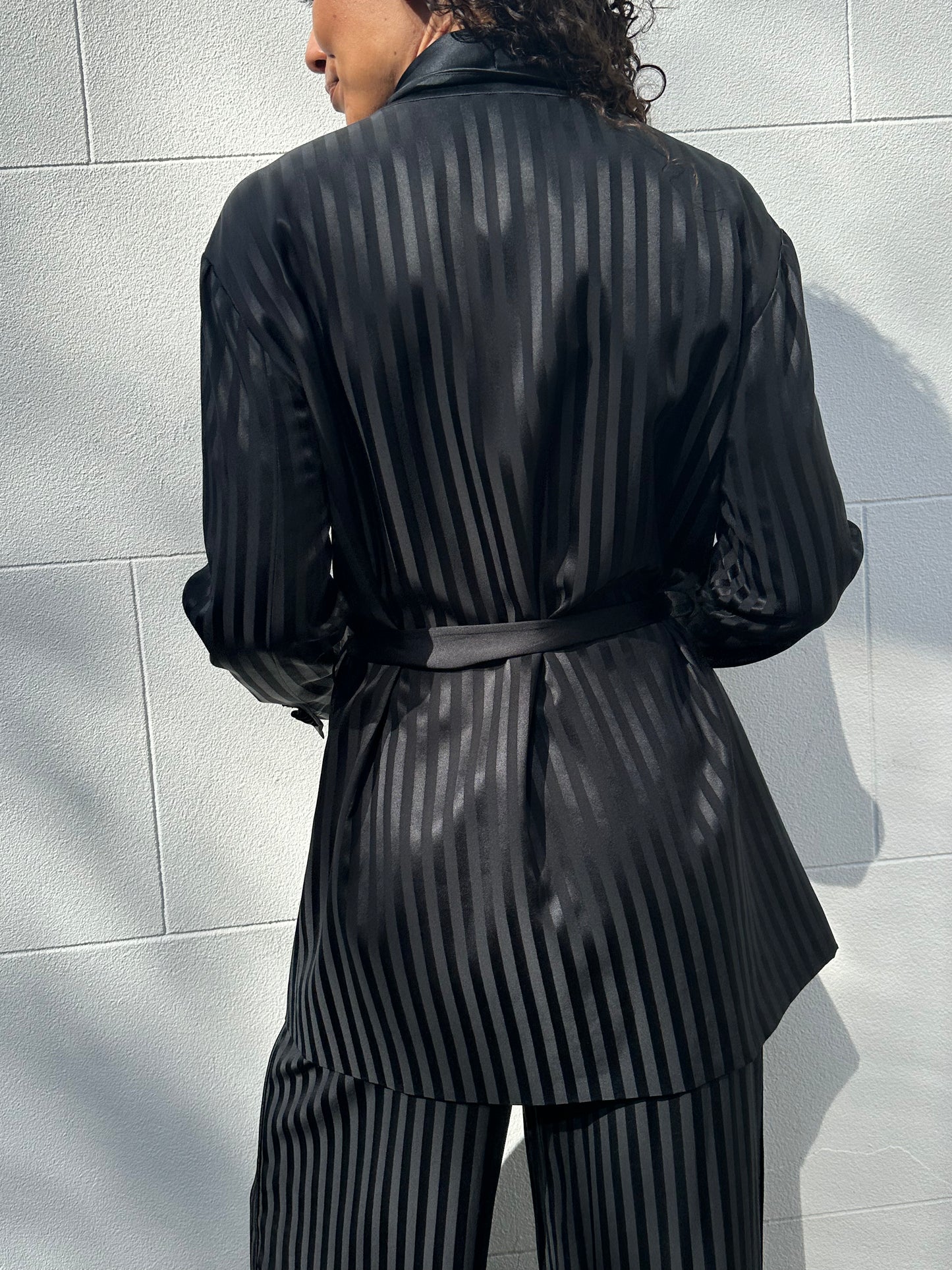 Joseph Black Silk Satin Suit Size 38