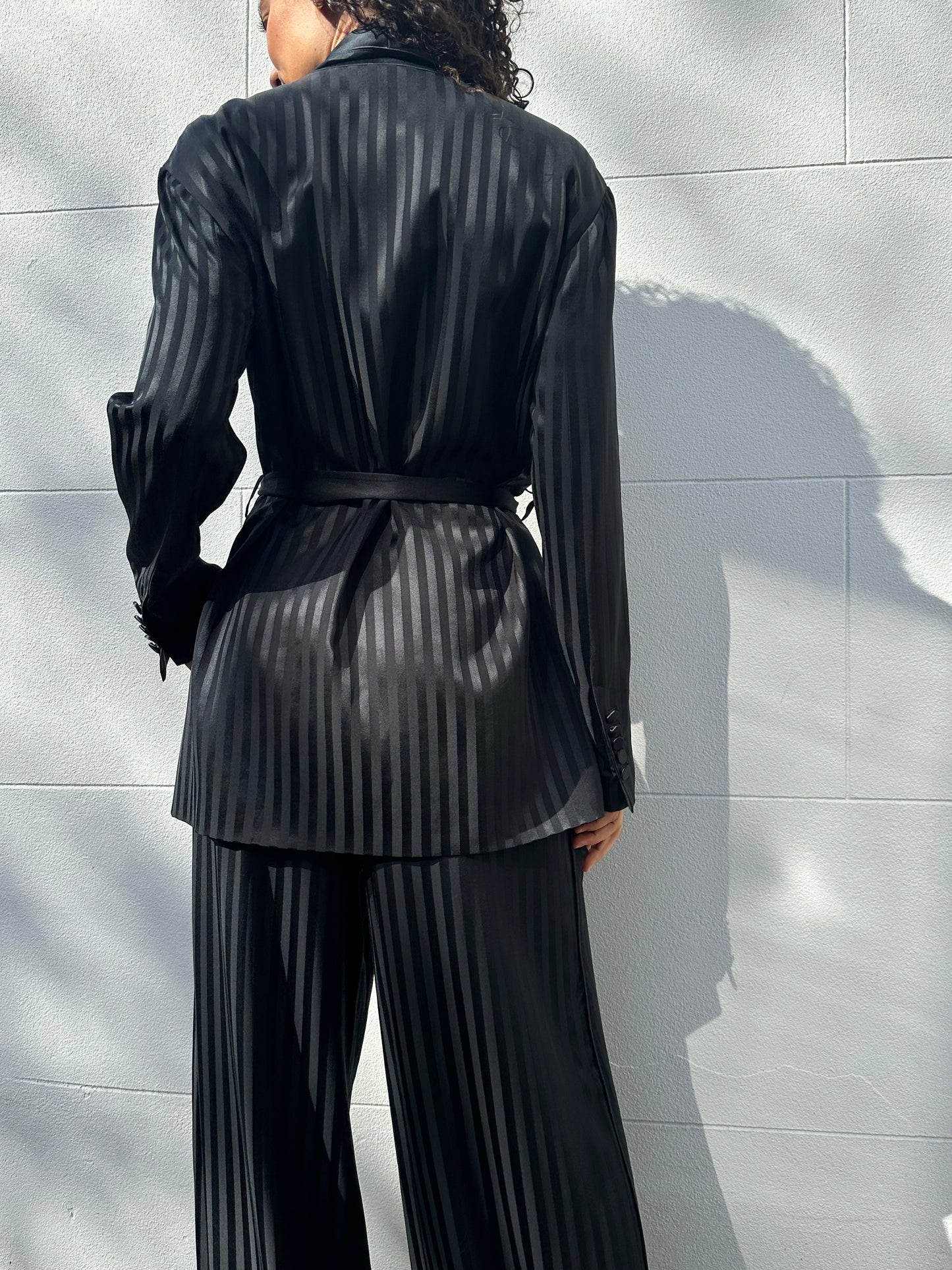 Joseph Black Silk Satin Suit Size 38