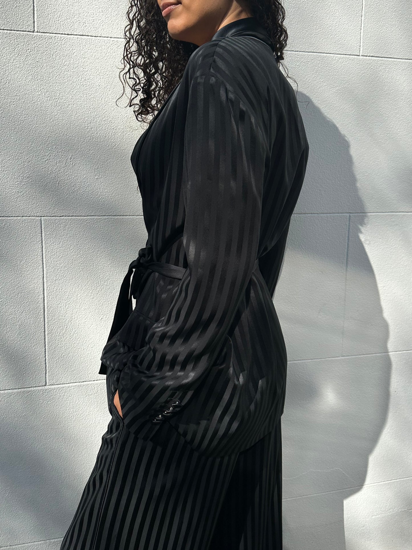Joseph Black Silk Satin Suit Size 38