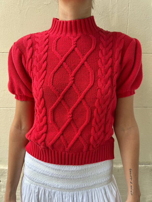 Rosie Assoulin Red Knit Top Size S