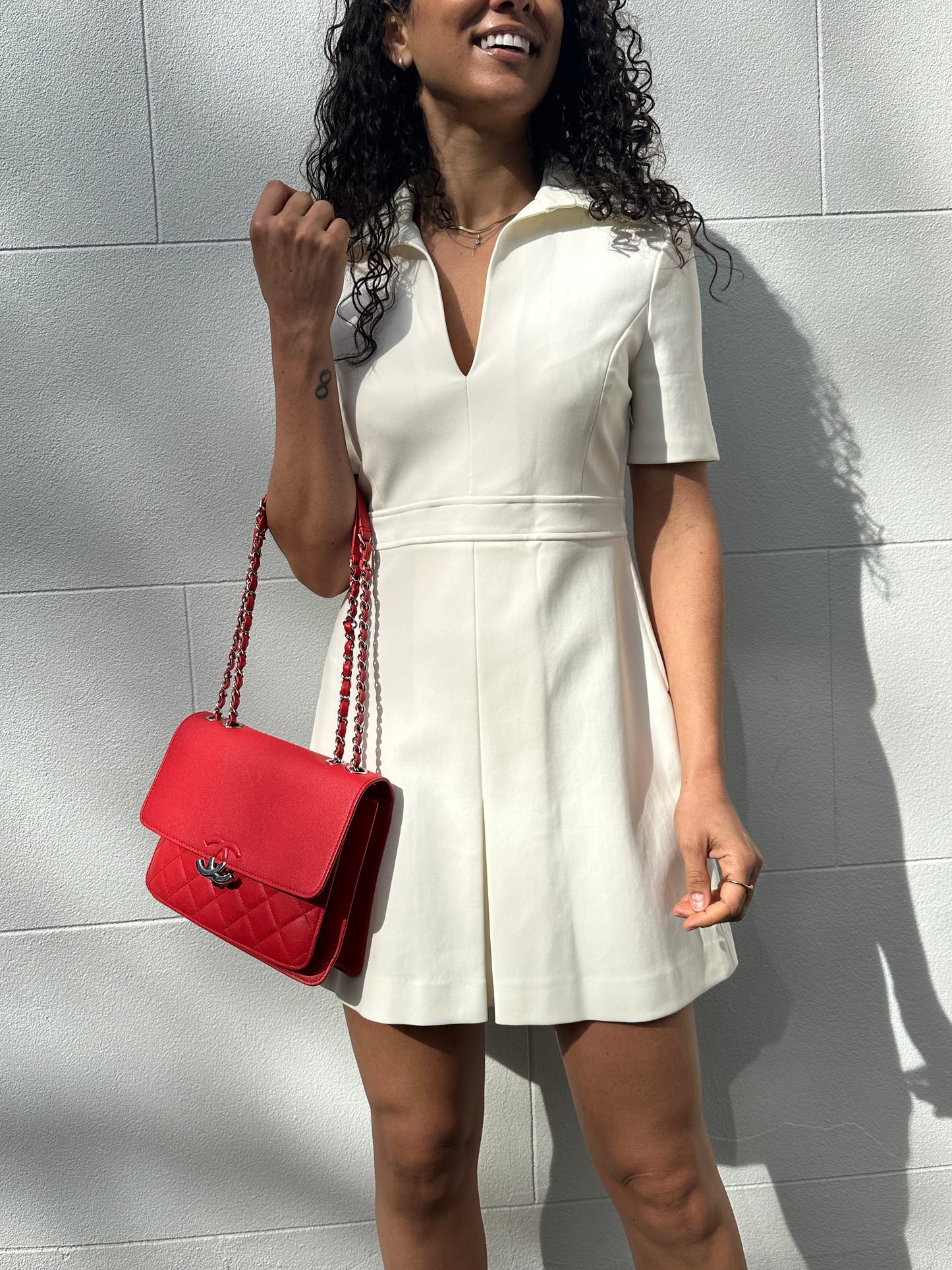 Scanlan Theodore White Mini Collar Dress Size 10