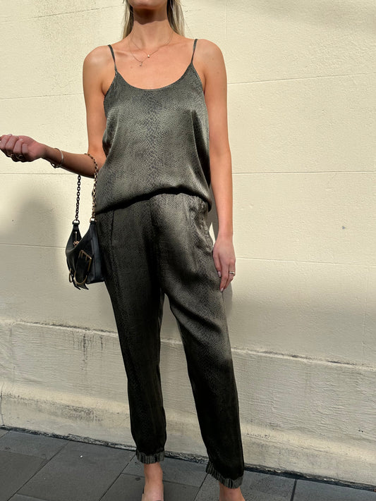 ATM Snake Print Olive Silk Set Size S/P