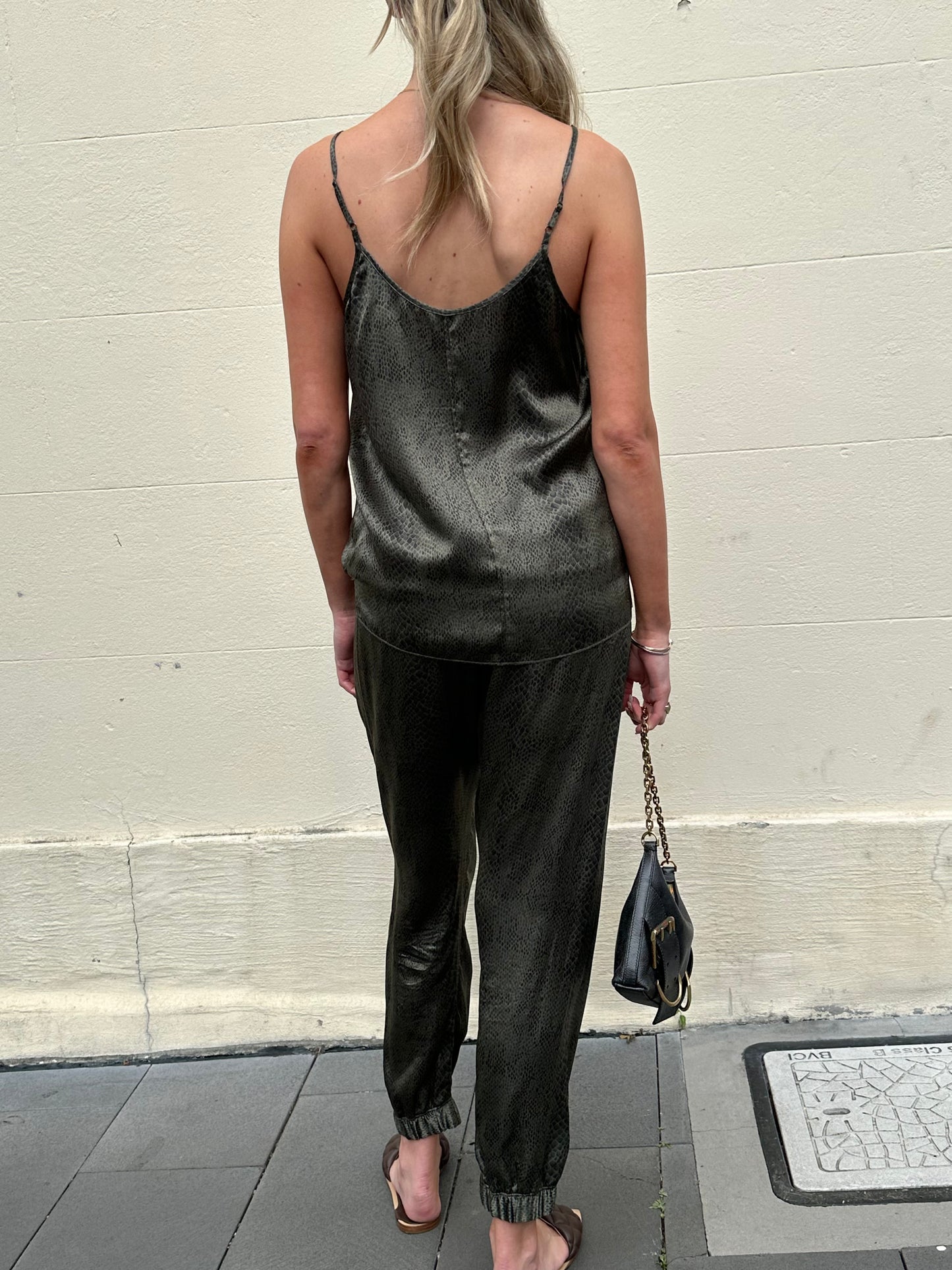 ATM Snake Print Olive Silk Set Size S/P
