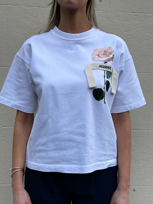 Jacquemus White Rose T-Shirt Size S