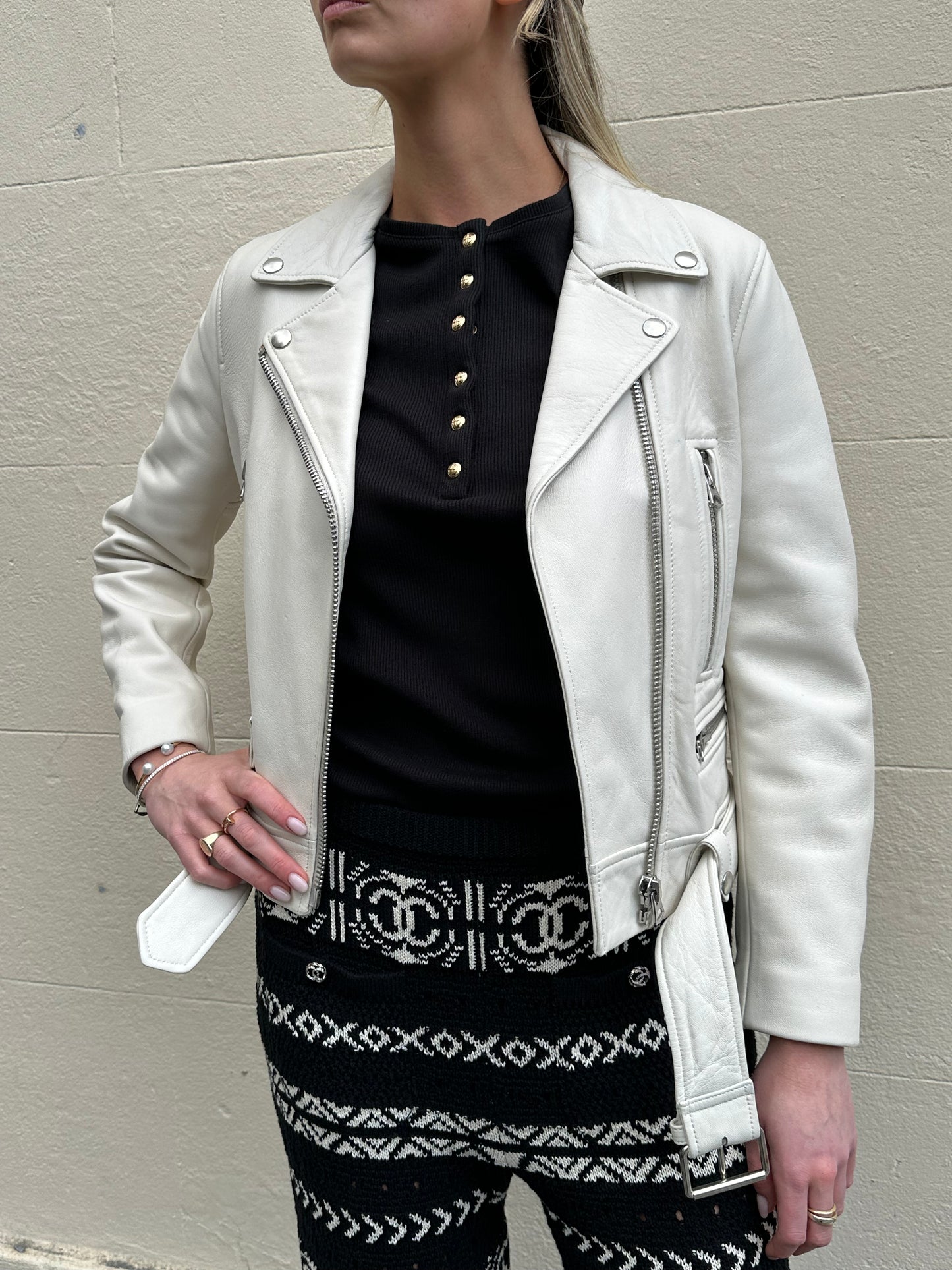 Acne Studios White Biker Jacket Size 36