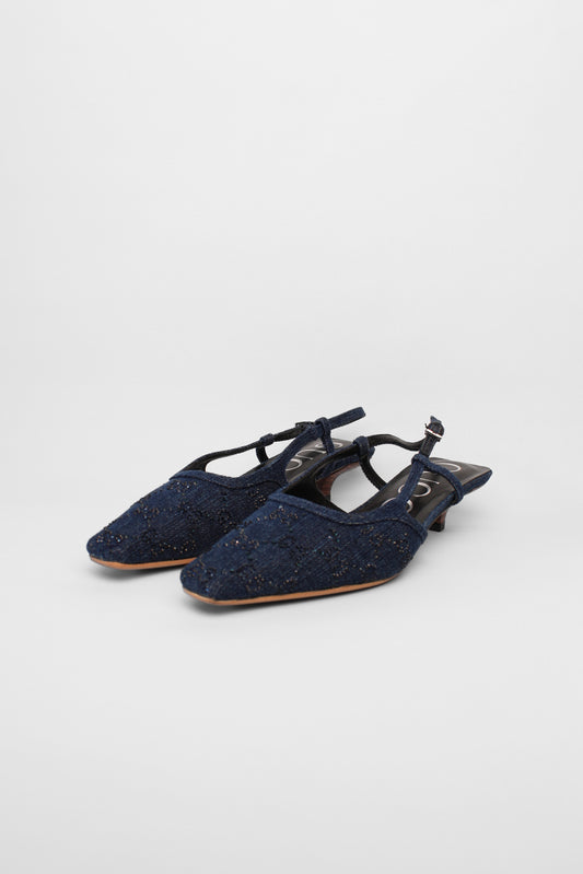 Gucci GG Denim Slingbacks Size 38