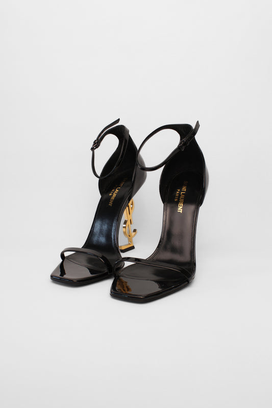 YSL Black Open Toe Heels Size 38.5