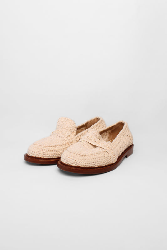 Chloe Crochet Cream Loafers Size 37
