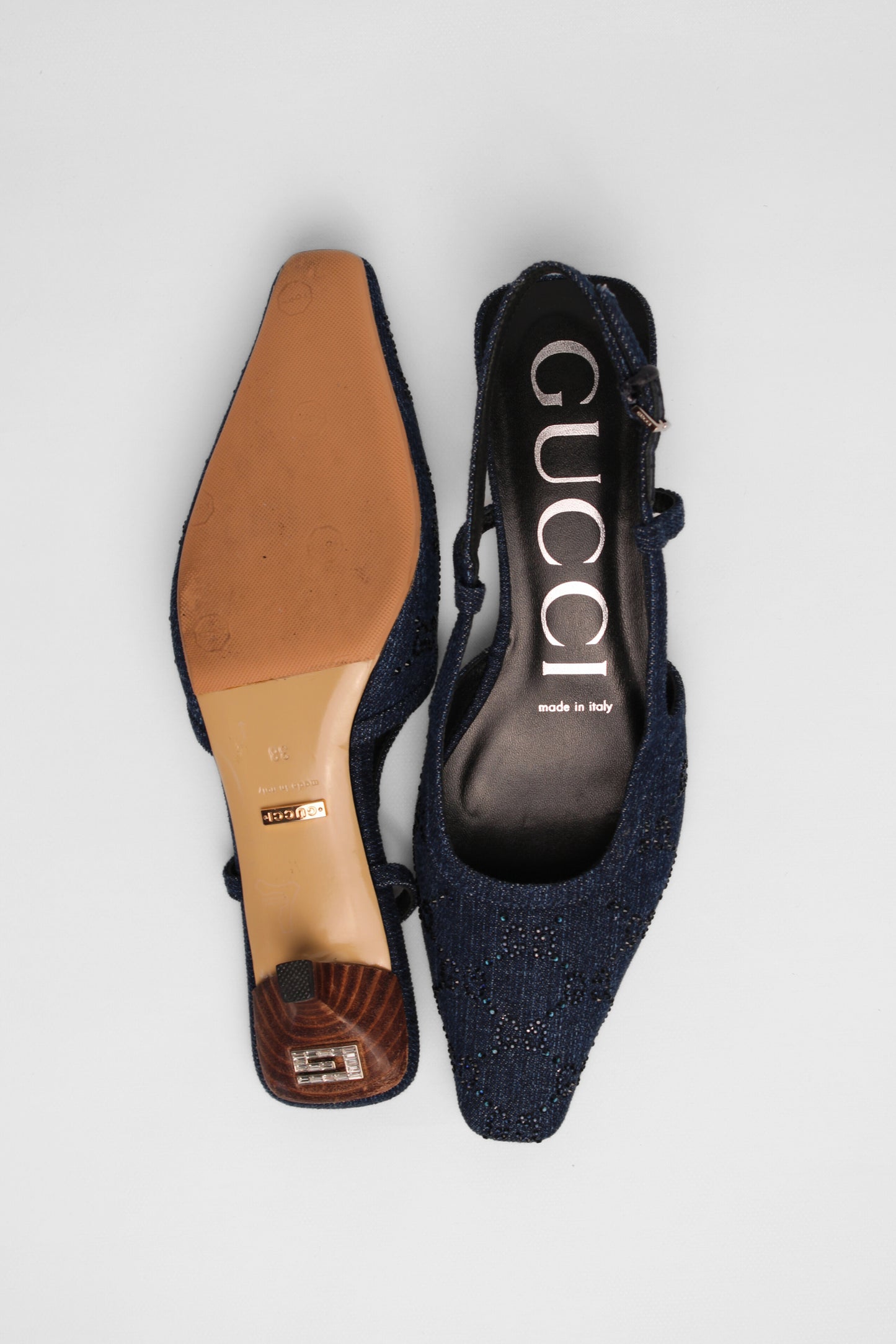 Gucci GG Denim Slingbacks Size 38