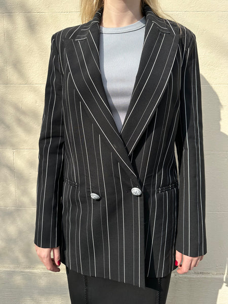 Pinko Black White Stripe Jacket Size 40