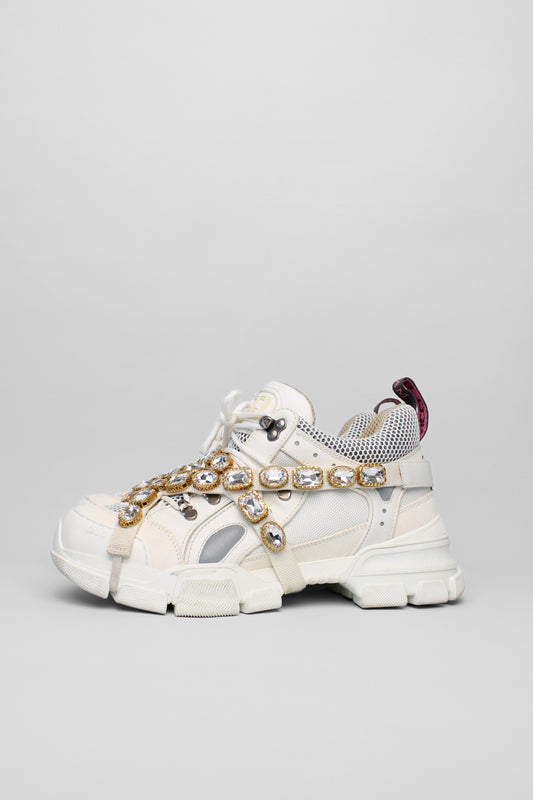 Gucci White Jewel Sneakers Size 41.5