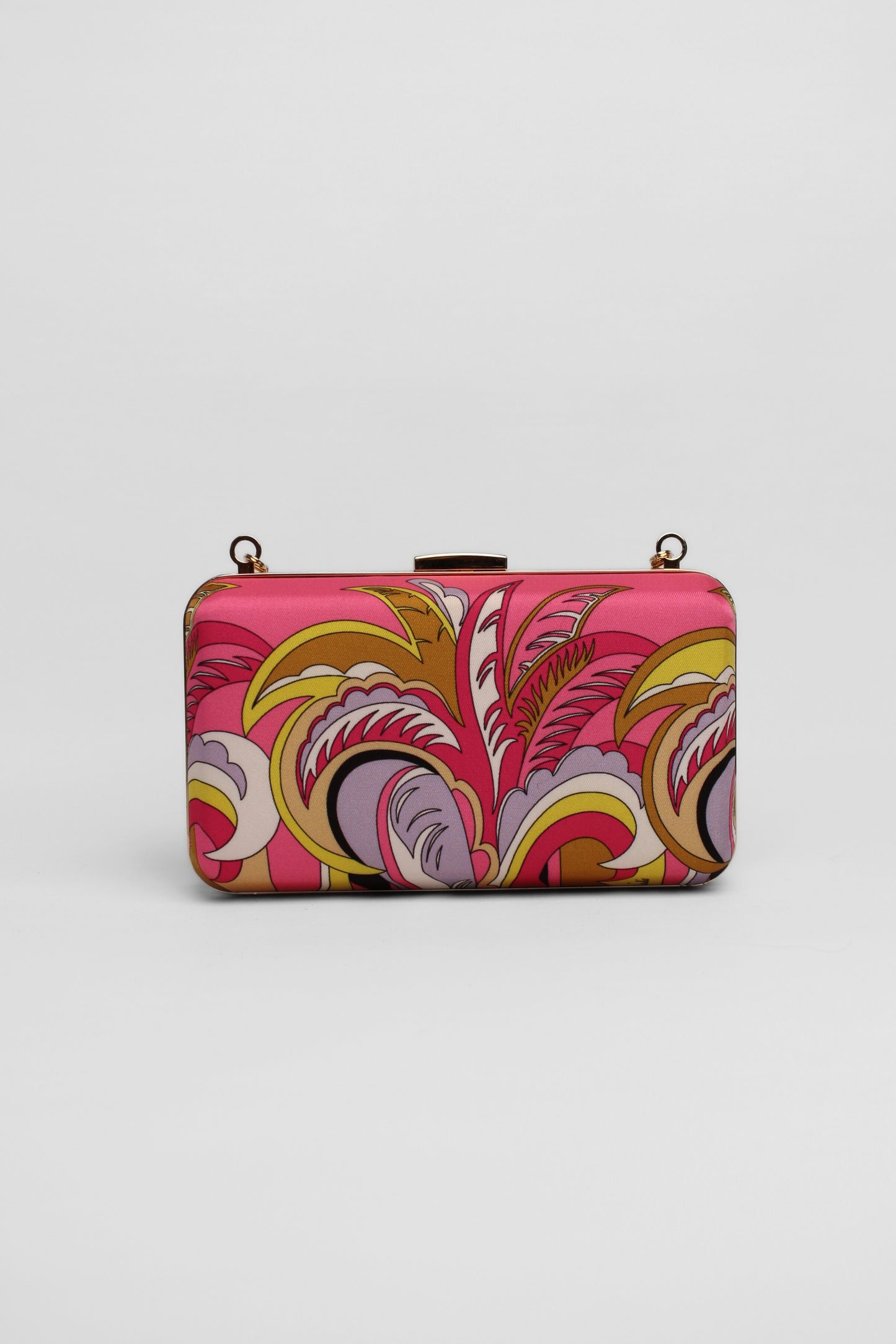 Emilio Pucci Silk Satin Print Gold Chain Bag