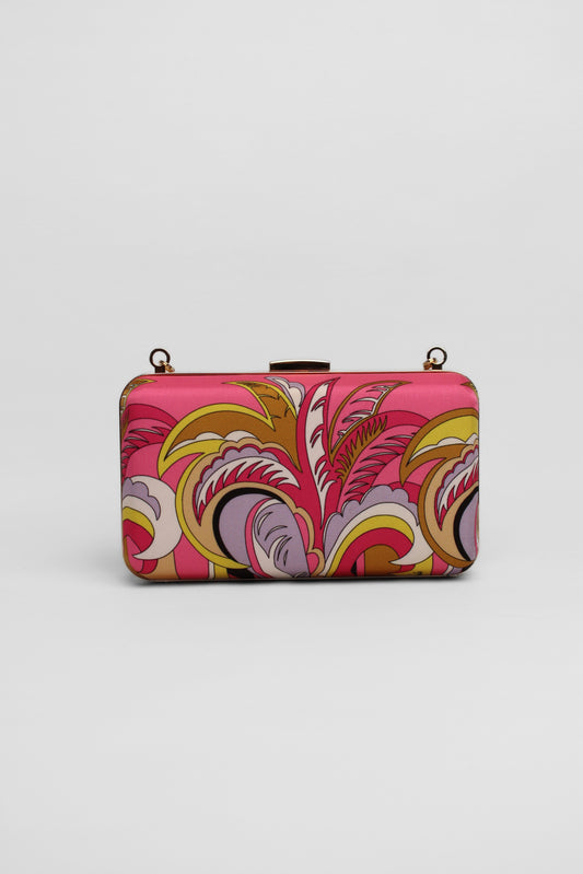 Emilio Pucci Silk Satin Print Gold Chain Bag